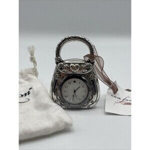 Brighton Women Silver Tone Desk Purse Watch Clock Studded Crystals